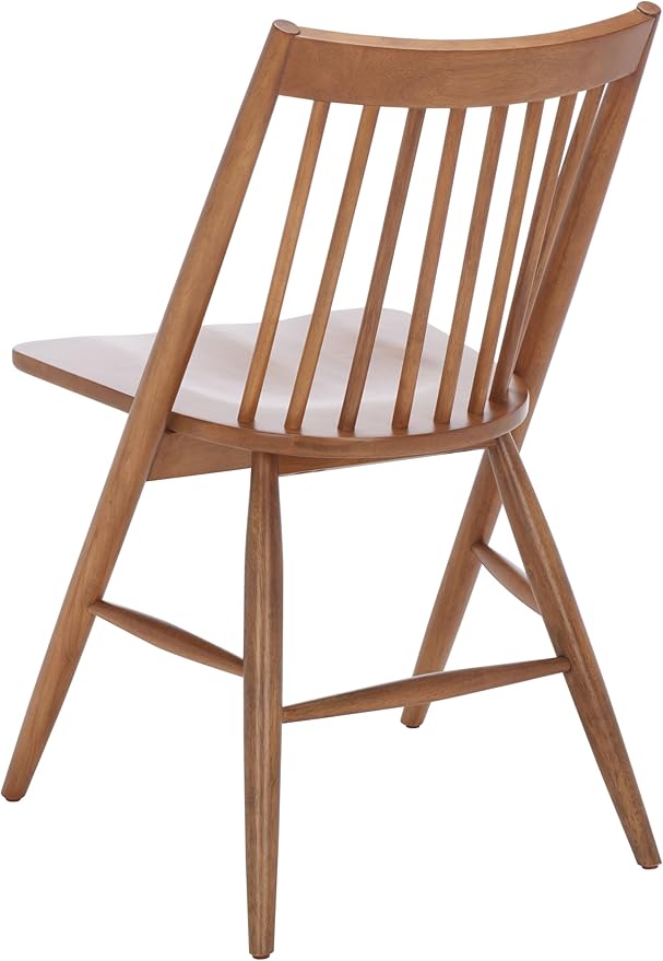 SAFAVIEH Home Collection Wren Walnut Brown Windsor Spindle Solid Wood Dining Chair Set of 2 (Fully Assembled)