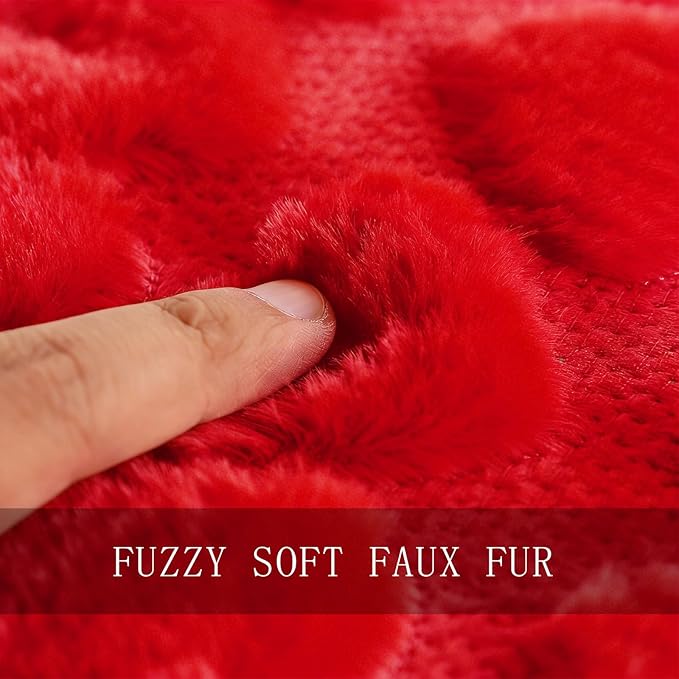 Valentine Pillow Covers 20x20 Set of 2, Valentine Decorations Indoor Love Heart Soft Plush Faux Fur Throw Pillow Covers for Bedroom Red Pillowcase Living Room Sofa Holiday Home Decor