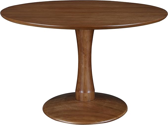 Meridian Furniture 915Brown-T Holly Collection Mid-Century Modern Dining Table with Rich Brown Finish, Solid Wood, Oak Veneer, 48" W x 48" D x 30" H, Brown