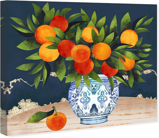 The Oliver Gal Artist Co. Food and Cuisine Wall Art Canvas Prints 'Fruits and Porcelain' Fruits