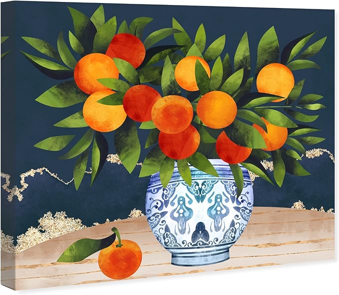 The Oliver Gal Artist Co. Food and Cuisine Wall Art Canvas Prints 'Fruits and Porcelain' Fruits