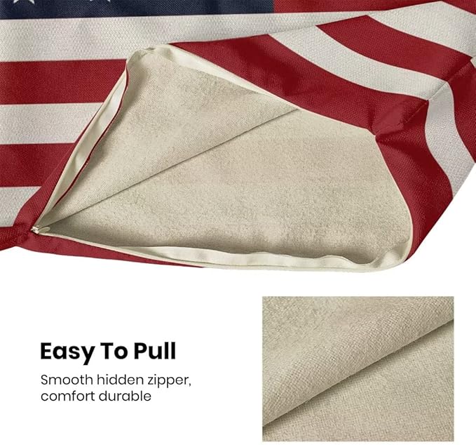BETGINY 4th of July Pillow Covers 20x20 Set of 2, American Flag Patriotic Decorations Throw Pillow Covers Linen Farmhouse Independence Day Cushion Case for Couch Sofa Summer Home Outdoor Decor