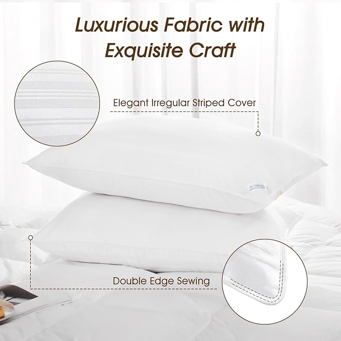 downluxe King Size Pillows Set of 4 – Premium Down Alternative Bed Pillows for Back, Side & Stomach Sleepers, White