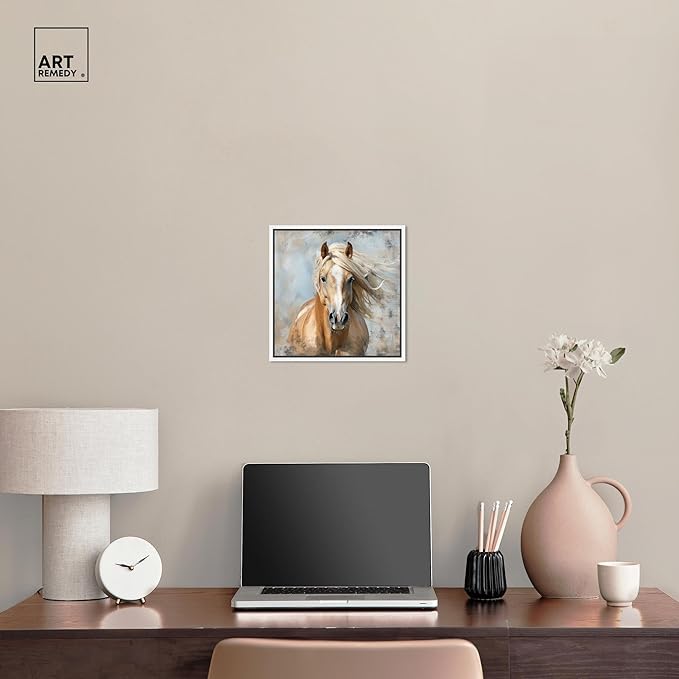 Art Remedy Rustic Rider Canvas Horse Wall Art, White Frame, 12" x 12"