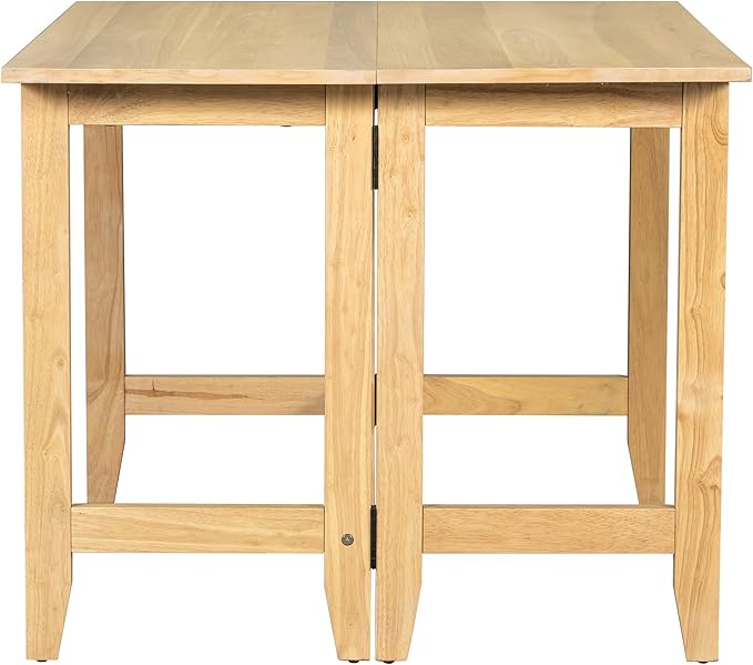 Merax Farmhouse Wood Extendable Dining Table with Drop Leaf for Small Places, Modern Freestanding Scalable Desk for Kitchen & Living Room, Natural
