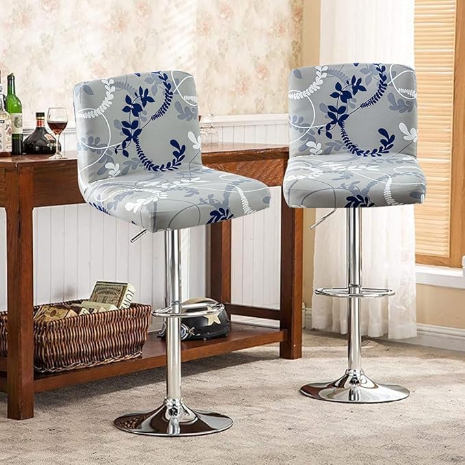 Levoberg Bar Stools Cover Set of 2 Printed Armless Swivel Barstools Slipcovers with Backs Stretch Square Counter Height Bar Stools Covers Mid Low Back Chair Cover for Kitchen Dining Room Bar #13