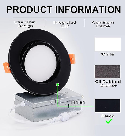 CLOUDY BAY [4 Pack] 4 inch Gimbal Smart WiFi LED Recessed Lights,RGBCW Color Changing,Compatible with Alexa and Google Home Assistant,No Hub Required,2700K-6500K,IC Rated,Black