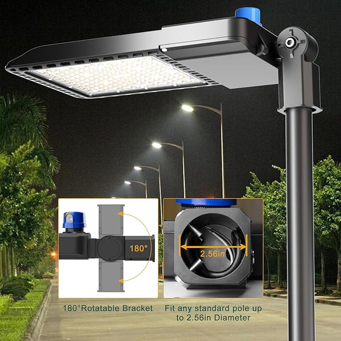 600W LED Parking Lot Lighting 90000Lm(150LM/W) Slipfitter Mount Parking Lot Lighting with Smart Photocell 5000K 6KV SPD Outdoor Waterproof IP65 LED Shoebox Lights for Yard,Roadways-2Pack