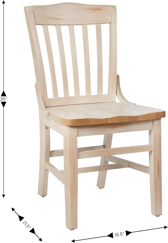Flash Furniture Hercules School House Back Metal Restaurant Chair - Antique White Wood Seat - Black Frame