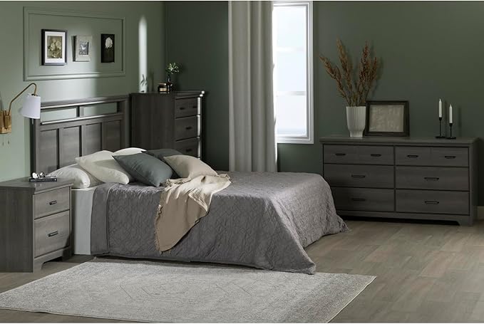 South Shore Versa 2-Drawer Nightstand Gray Maple, Traditional