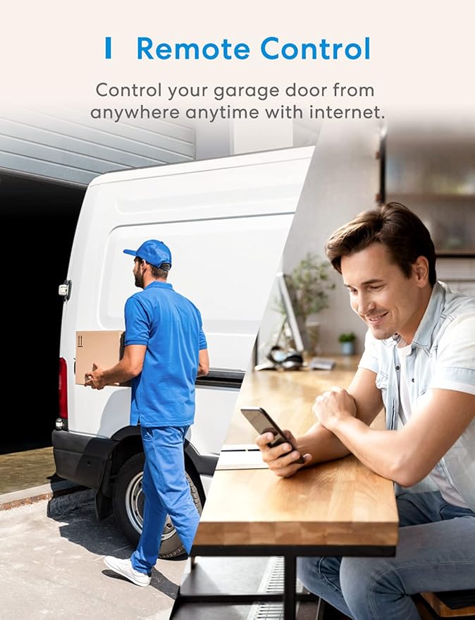 meross Smart Garage Door Opener Remote with External Antenna, Compatible with Amazon Alexa, SmartThings, Control Up to 3 Single Doors(Non HomeKit Versions with 2 Door Sensors)