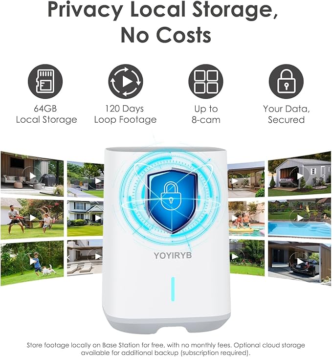 4K Security Cameras Wireless Outdoor,No Subscription, Works in -14°F [2026 NEW] Solar Home Security Camera System, 360° Human Tracking, Color Night Vision, 64GB Local Storage, 5G/2.4G WiFi, Easy Setup