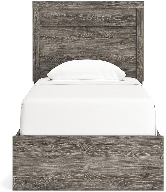 Signature Design by Ashley Ralinksi Rustic Twin Panel Bed, Foundation or Box Spring Needed, Light Gray
