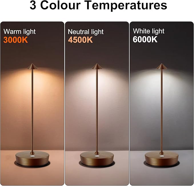 SAKRINGT 2 Pack Cordless Table Lamps Rechargeable, 6000mAh Battery Operated Waterproof Stepless Dimming Modern Portable LED Table Light for Restaurant Dining Patio Outdoor