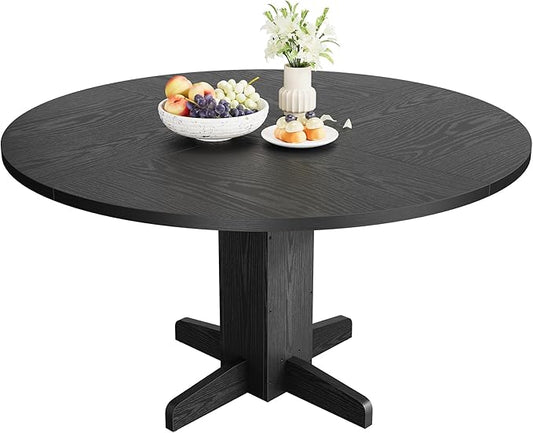 GAOMON Round Dining Table for 4-6 People,Circle Dining Table, 47 Inch Farmhouse Kitchen Table with Sturdy Pedestal Base,Finish Circle Table for Dining Room, Living Room, Apartment
