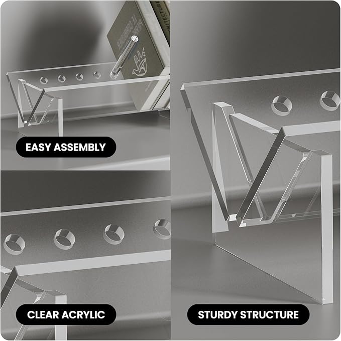 Sumerflos Acrylic Desktop Bookcase, Book Storage Organizer Bookshelves, Clear Mordern Tabletop Storage Rack for Office Home Shelf Display for Cd/Magazine/Book - Clear