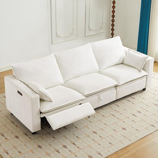 GUEAPY Power Reclining Sofa Cloud Couches for Living Room-Cloud Couch Sectional with Drawer,3 Seater Reclining Couches, Chenille Deep Reclining Sofa with Pillows, USB&Type-C Ports for Livingroom | Deep Seat, Cloud Couch, Drawer