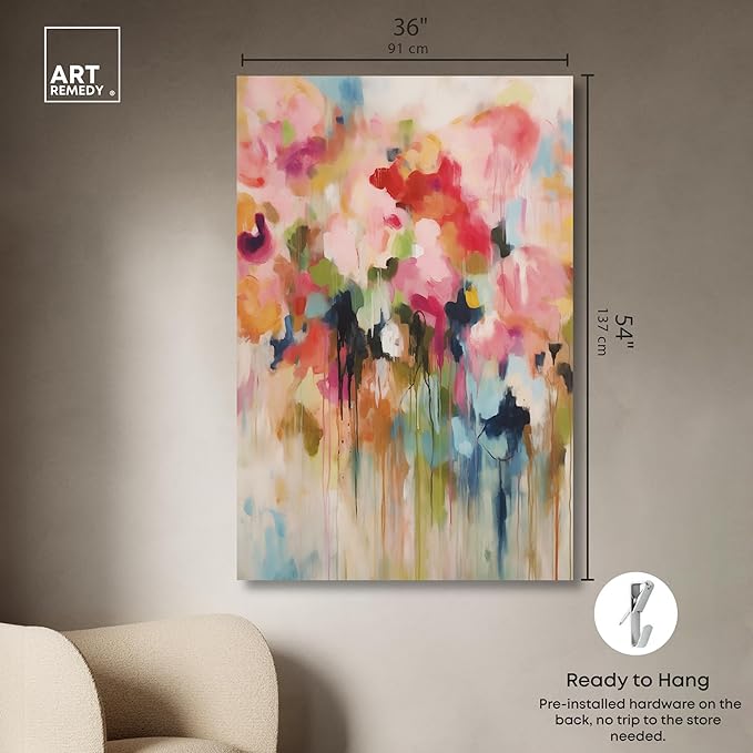 Art Remedy Soft Lush Pastel Canvas New Floral Wall Art, Gallery Wrapped, 36" x 54"