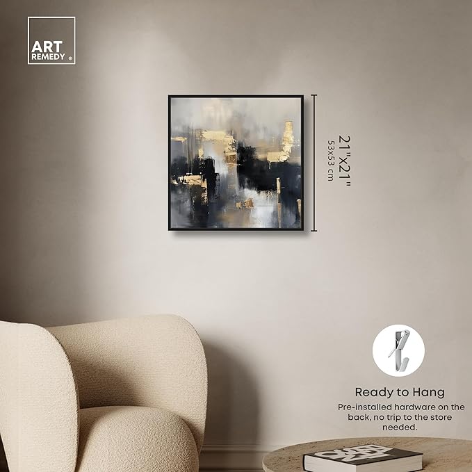Art Remedy Daring Canvas Colorful Abstract Wall Art, Black Frame, 20" x 20"