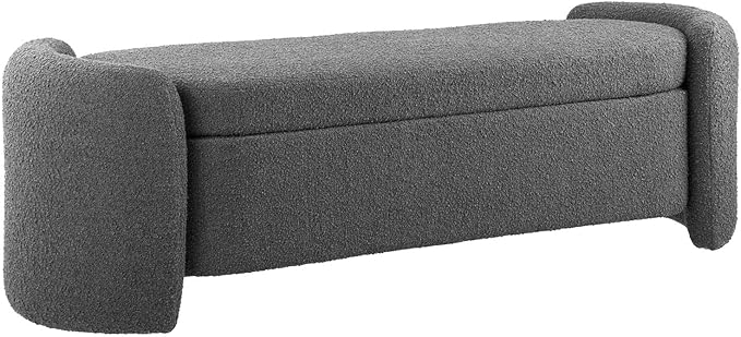 Modway Nebula Boucle Upholstered Storage Bench in Charcoal