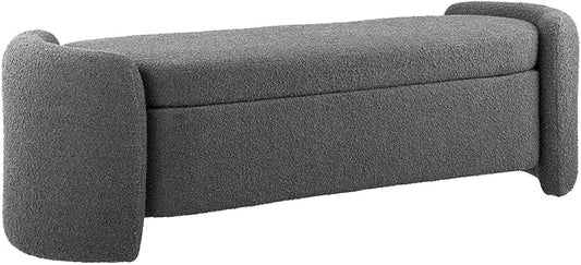 Modway Nebula Boucle Upholstered Storage Bench in Charcoal