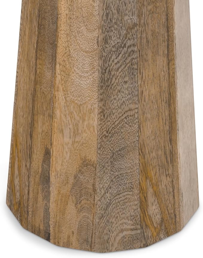 SIMPLIHOME Dayton End Table - 13 inch Wide Solid Mango Wood Round Accent Table in Natural, Handcrafted Contemporary Nightstand or Lamp Stand for Living Room or Bedroom with Textured Finish, Assembled