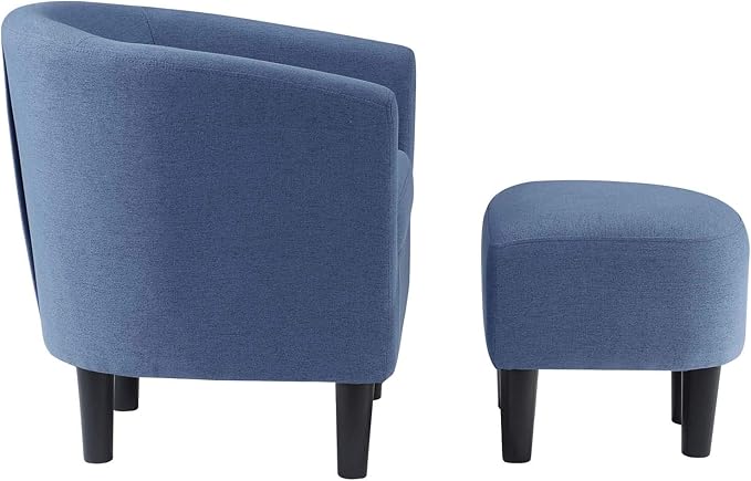 Convenience Concepts Take a Seat Churchill Accent Chair with Ottoman, Blue Fabric