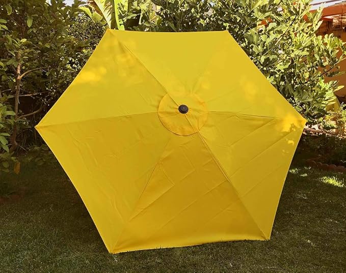 BELLRINO Decor Replacement Yellow Strong & Thick Umbrella Canopy for 9ft 6 Ribs Yellow (Canopy Only)