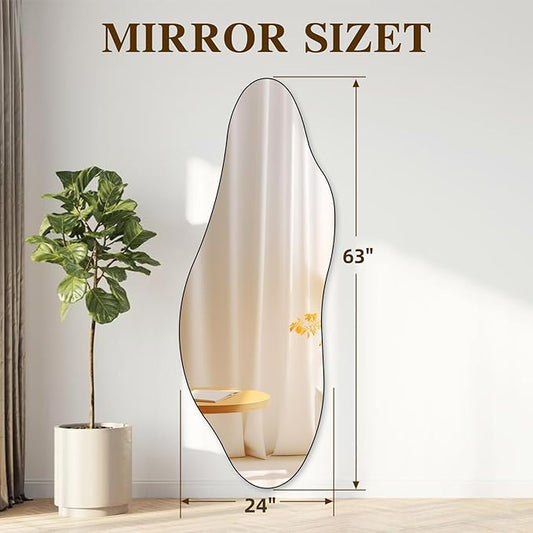 QDSSDECO Full Length Mirror 63"x24" Irregular Wall Mirror Star Frameless for Living Room Bathroom Bedroom Entryway Decor