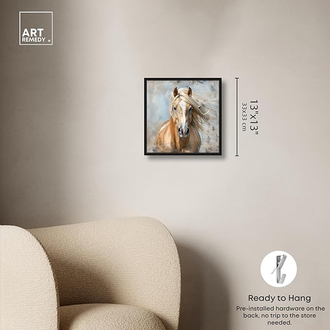 Art Remedy Rustic Rider Canvas Horse Wall Art, Black Frame, 12" x 12"