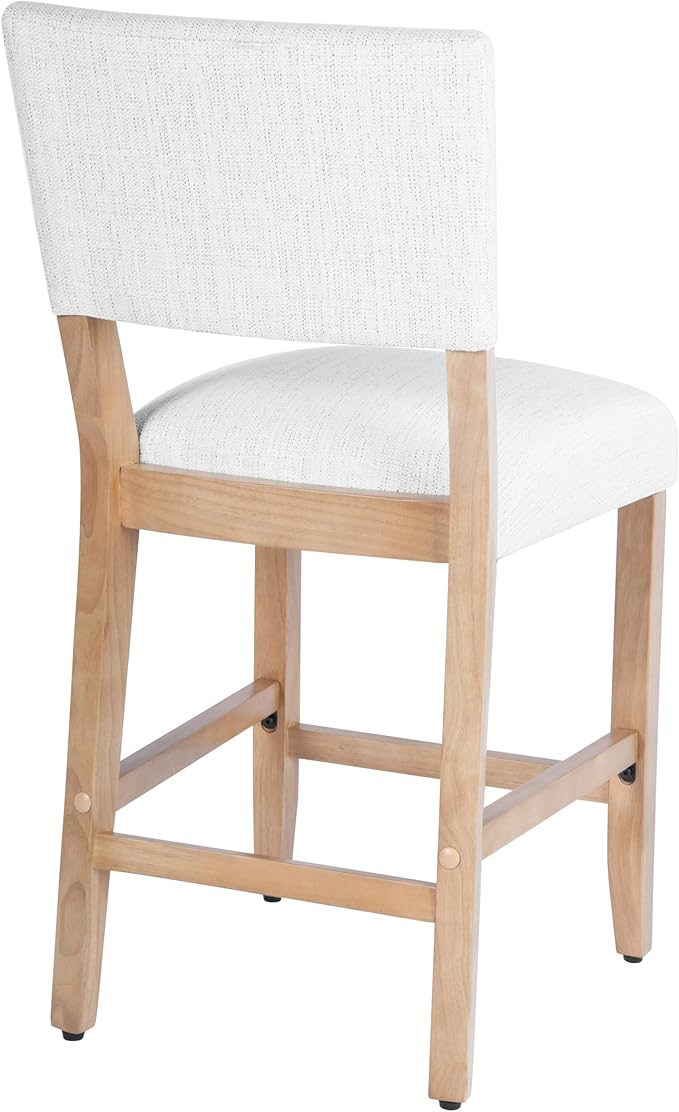 HomePop 24" Open Back Counter Stool|HomePop Home Décor|Fabric Chairs for Dining Room, Kitchen and Living Room - Stain Resistant White Woven(Single Pack)