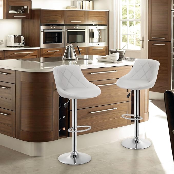 FDW Bar Stools Set of 2 Bar Stools Swivel Stool Height Adjustable Bar Chairs with Back PU Leather Swivel Bar Stool Kitchen Counter Stools Dining Chairs