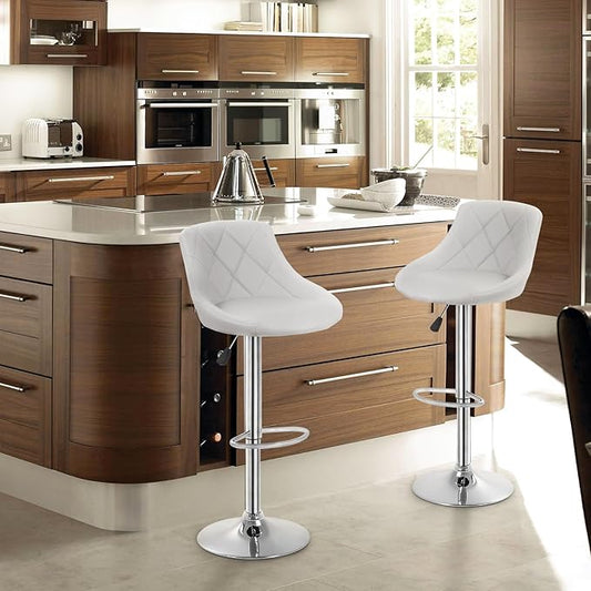 FDW Bar Stools Set of 2 Bar Stools Swivel Stool Height Adjustable Bar Chairs with Back PU Leather Swivel Bar Stool Kitchen Counter Stools Dining Chairs