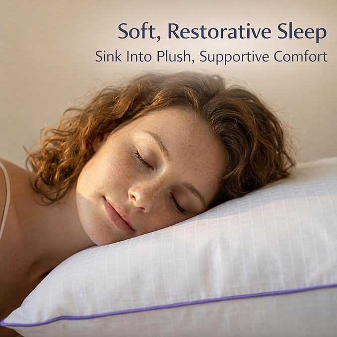Standard Pillows Set of 2 – Bed Pillows for Sleeping, Down Alternative Pillows, Soft Yet Supportive, Maintains Loft, Hotel Quality, Machine Washable