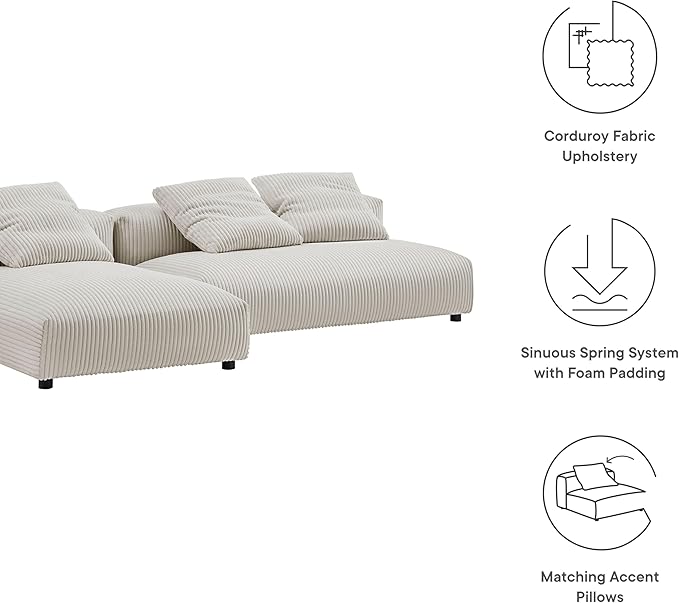 Modway Solace Sectional, Oversized, Almond