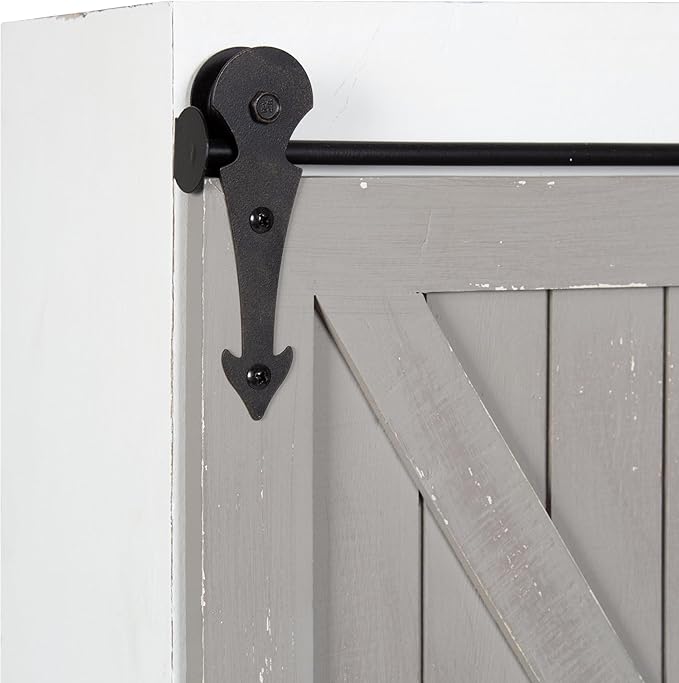Kate and Laurel Cates Rustic Wall Cabinet; 22 x 28; White and Gray; Farmhouse Wall-Mounted Storage Cabinet
