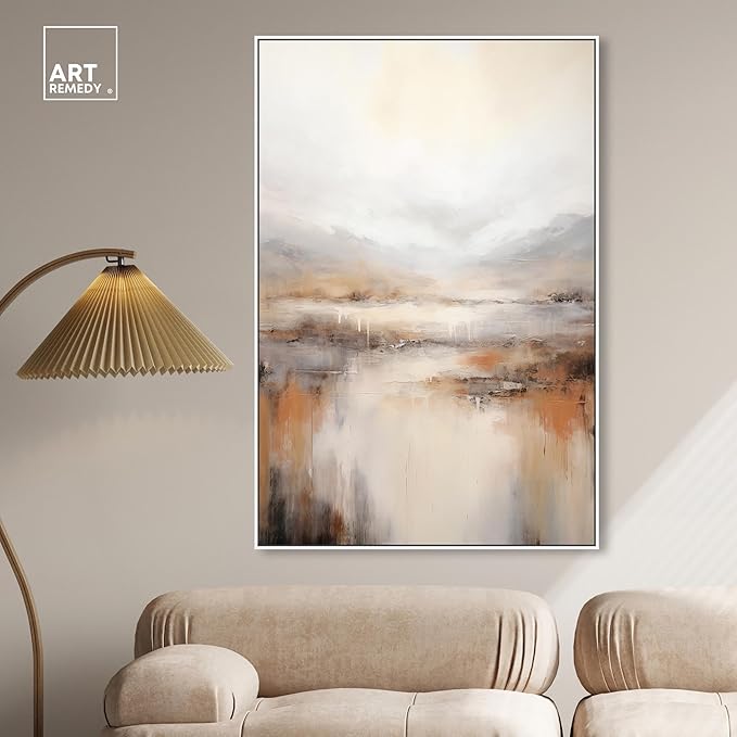 Art Remedy Natural Cascades Canvas Muted Abstract Wall Art, White Frame, 36" x 54"