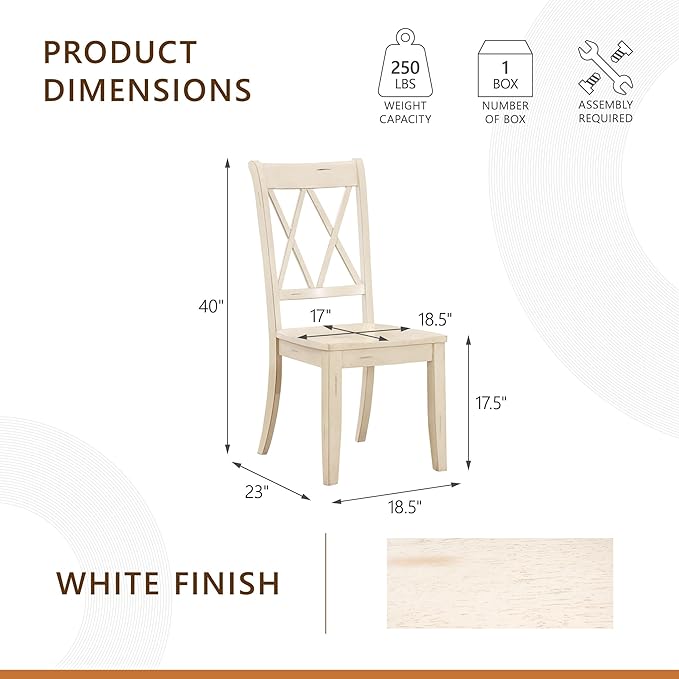 Homelegance Janina Dining Room Chairs Set of 2, Modern Farmhouse Dining Chairs Set of 2, Solid Wood, X Cross Back, Traditional Modern Ranch Style Kitchen For Table, Armless, Easy Assembly, White