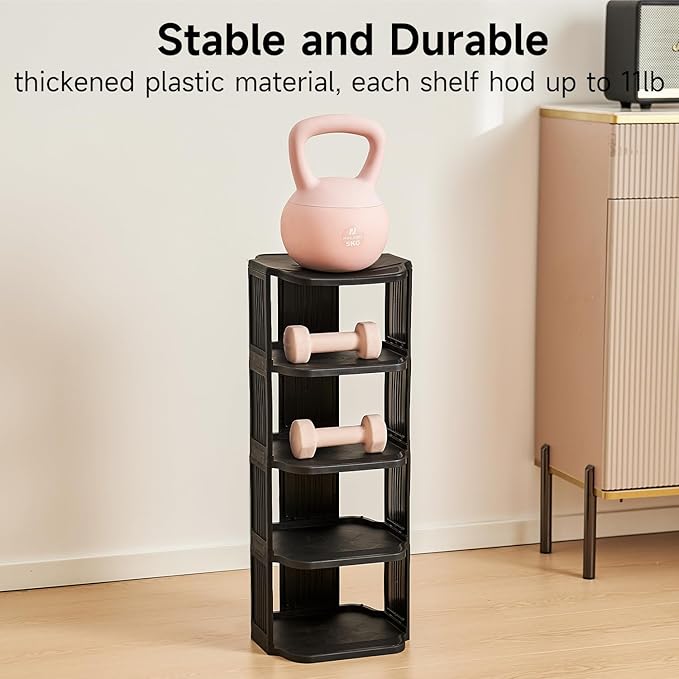 Vertical Shoe Rack, 9-Tier Plastic Stackable Storage Shelf for Small Closets and Narrow Spaces, Compact Free Standing Shoe Racks for Entryway Bedroom Dormitory