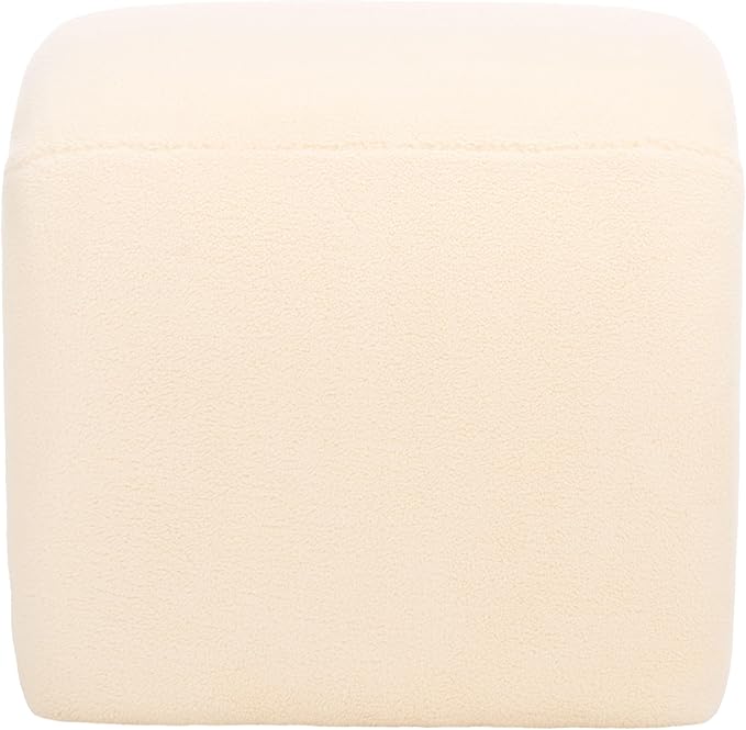 SAFAVIEH Home Collection Kibo Cream Faux Shearling Waterfall Curved Ottoman (Fully Assembled)