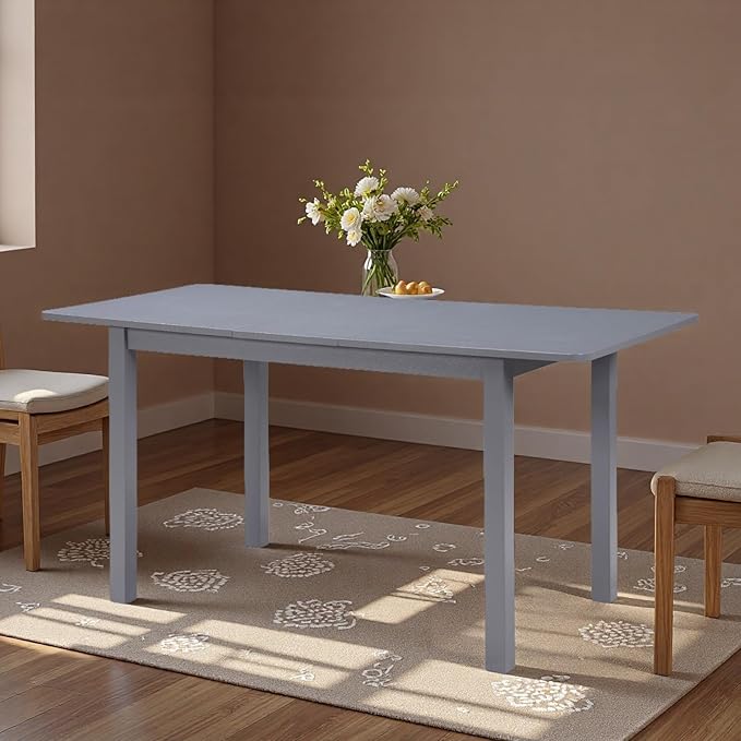 Dining Table, Extendable Kitchen Room Table for 4-8 People, 48"-59.8" Wooden Rectangle Expandable Table, Space Saving Modern House Dining Surface for Home Living Room Office, Dark Gray