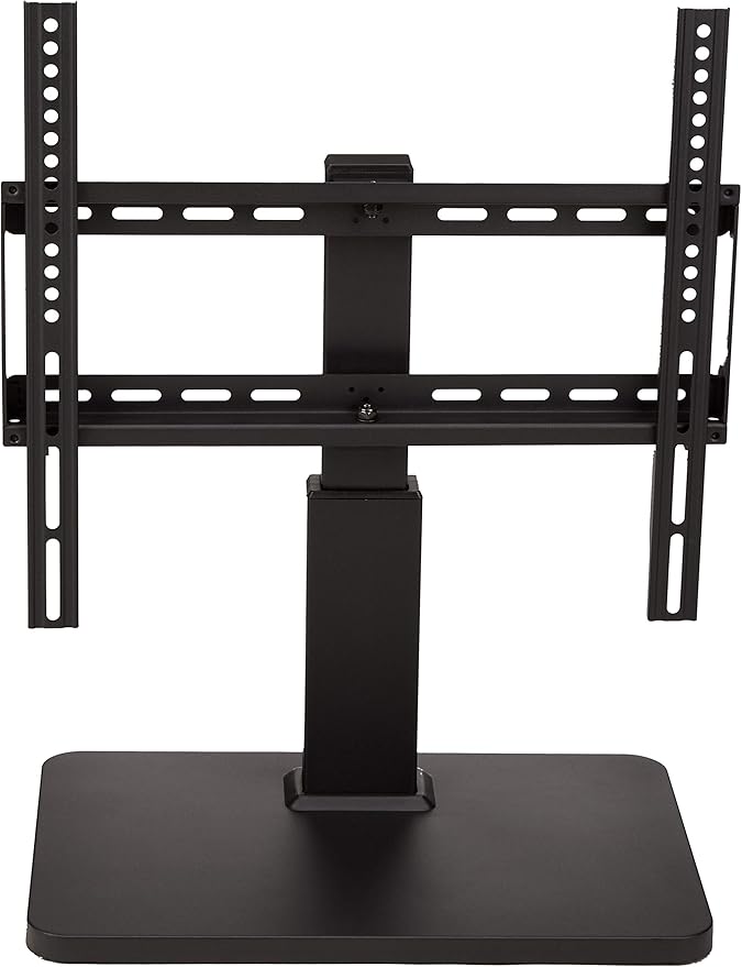 Amazon Basics Swivel Pedestal Table Top TV Mount, Height Adjustable 14-19 Inches, for 32" to 65" TVs up to 55 lbs, Universal TV Stand, VESA 400x400, Black