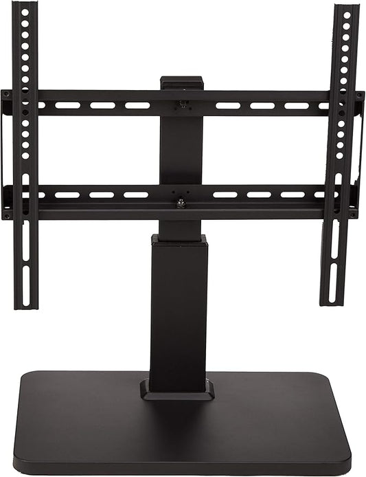 Amazon Basics Swivel Pedestal Table Top TV Mount, Height Adjustable 14-19 Inches, for 32" to 65" TVs up to 55 lbs, Universal TV Stand, VESA 400x400, Black