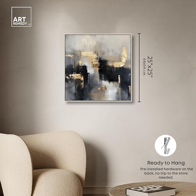 Art Remedy Daring Canvas Colorful Abstract Wall Art, Silver Frame, 24" x 24"