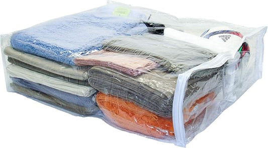 5-Pack Clear Vinyl Zippered Storage Bags 24 x 27 x 7 Inch for Comforters and Bedding Sets