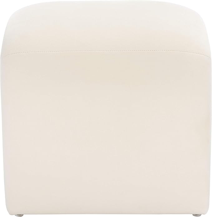 Safavieh Home Collection Kibo Modern Waterfall Cream Velvet Ottoman (Fully Assembled)