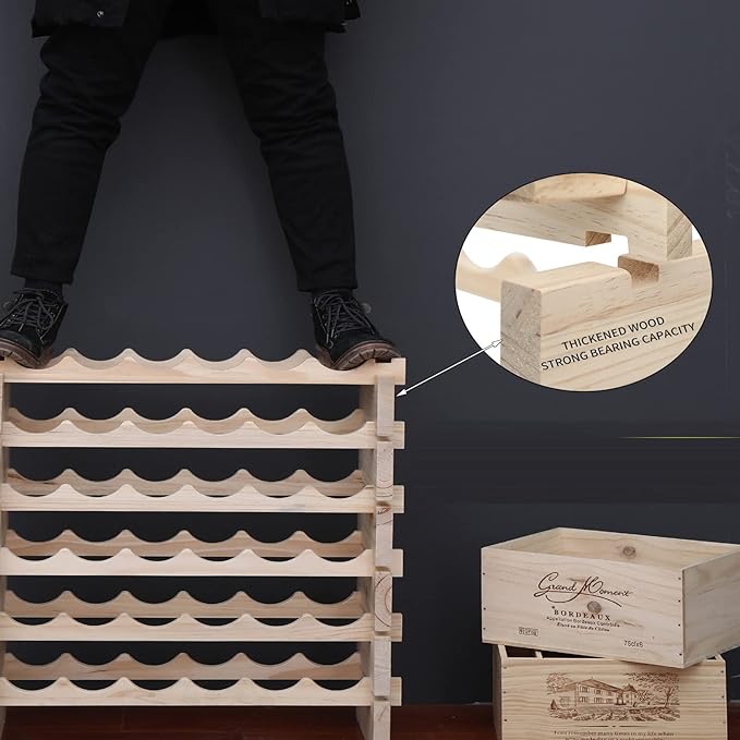 Wine Rack Cabinet Freestanding for Floor Wooden Stackable Storage Modular countertop Wood Wine Holder (120bottle)