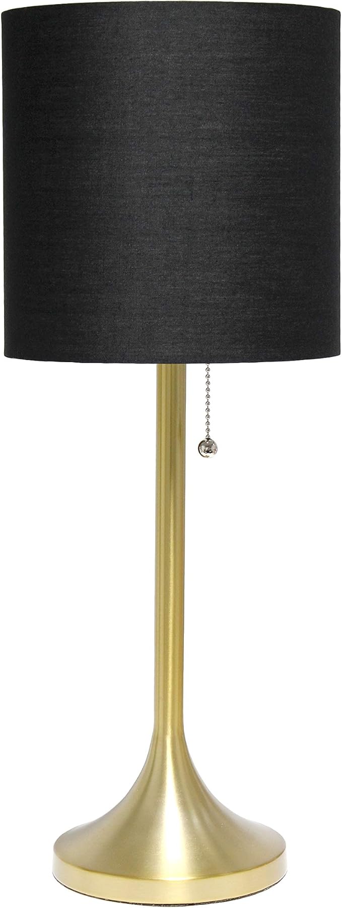 Simple Designs LT1076-GDB Gold Tapered Table Lamp with Black Fabric Drum Shade (Pack of 4)
