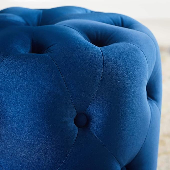 Modway EEI-3778-NAV Anthem Tufted Button Round Performance Velvet Ottoman, Navy
