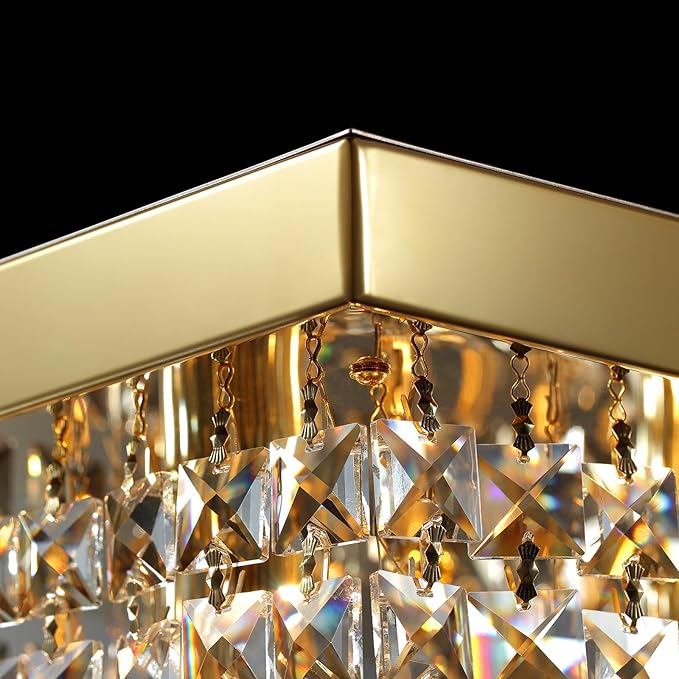 Modern Crystal Chandelier for Dining Room,10-Light K9 Rectangle Farmhouse Chandeliers,Gold Chandeliers,Pendant Light Kitchen Island Bar Bedroom Party Wedding Hotel